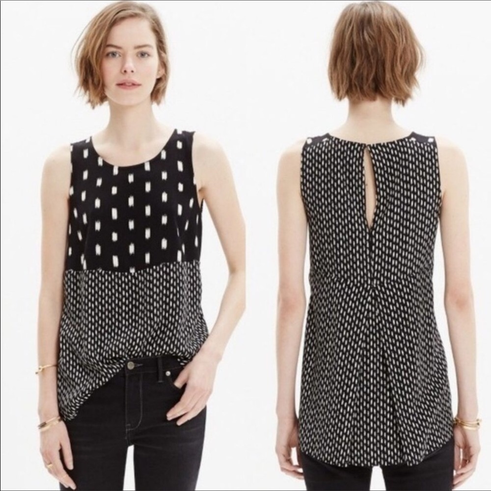 EUC Madewell Black & White Ikat Brush Sunbask Tank